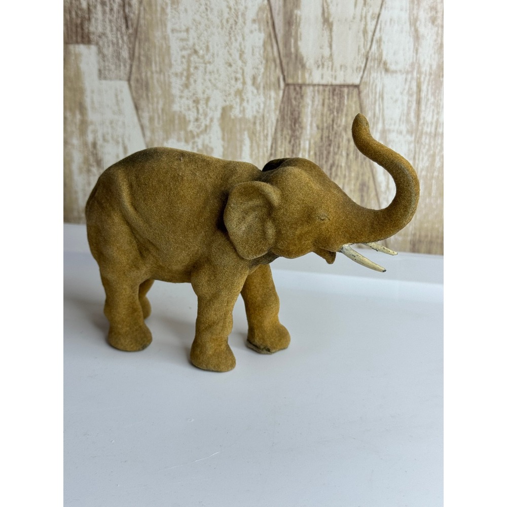 Vintage Velour Elephant Figurine Statue Ceramic